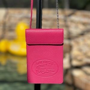 LACOSTE COW LEATHER FLAP PHONE HOLDER NF3577NL RED